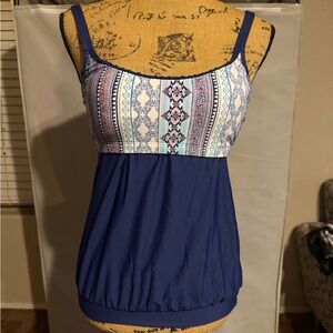 Blue Patterned Swim Women's Top